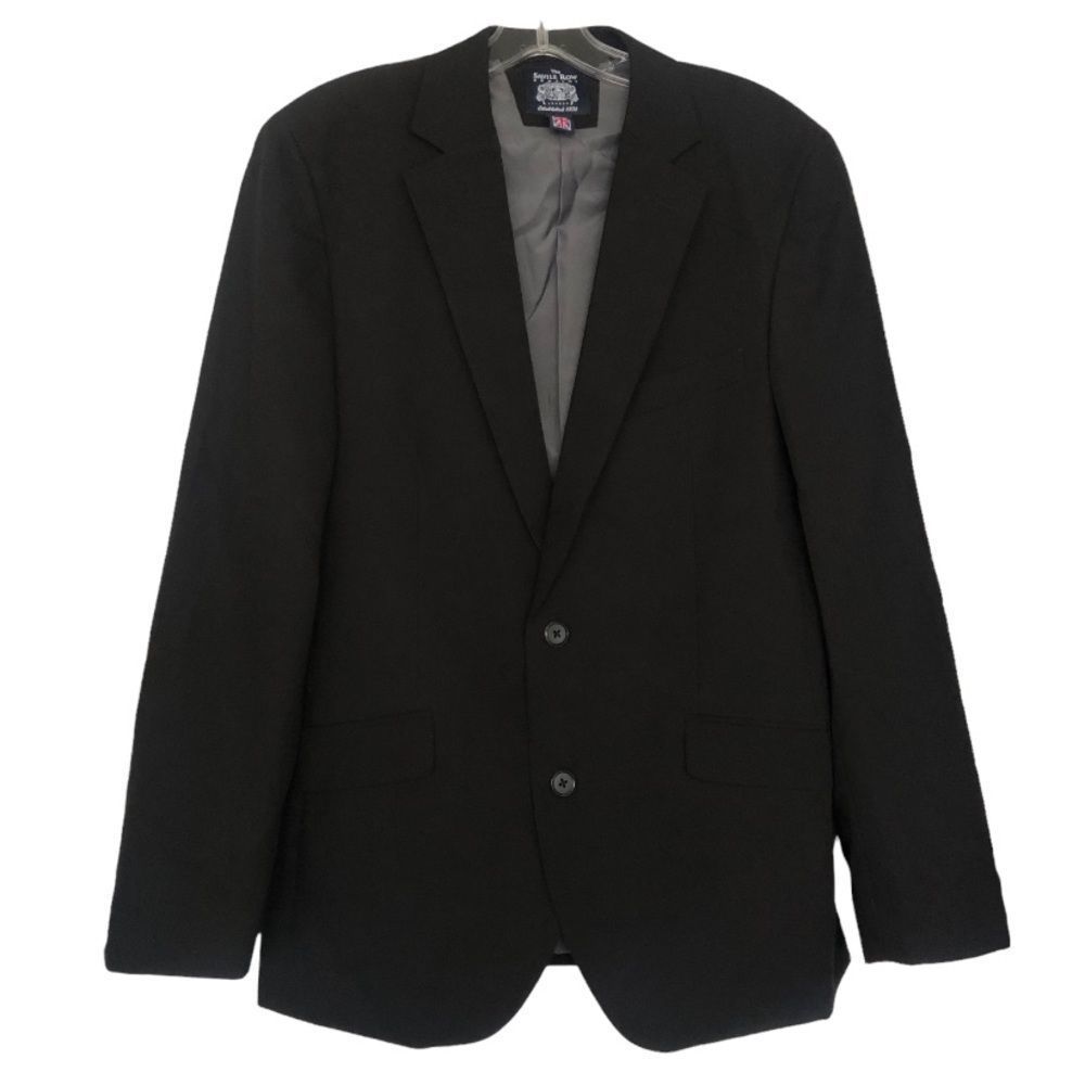 Savile Row Company Blazer Black Strand Two Button Notch Lapel Slim Fit Size 40R